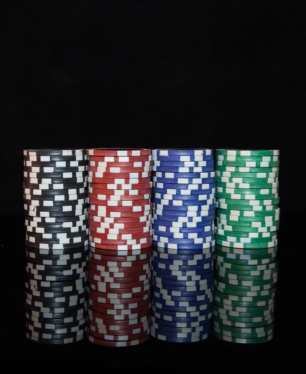 poker chips, gambling, casino, betting, blackjack, poker, chips, beautiful wallpaper, gamble, game, fortune, entertainment, stack, reflection, closeup, background, iphone wallpaper